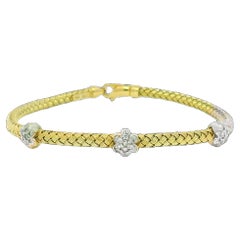 Yellow Natural Diamond Flower 14-Karat Flexible Bracelet In Stock