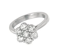 Anillo Flor Diamante Natural G SI Oro Blanco 14 Kilates