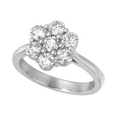 Natural Diamond Flower Ring G SI 14 Karat White Gold For Sale at 1stDibs