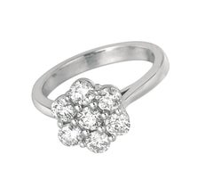 Natural Diamond Flower Ring G SI 14 Karat White Gold