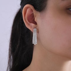 Natural Diamond Fringe Drop Earrings 3.93 Carats in 18K White Gold