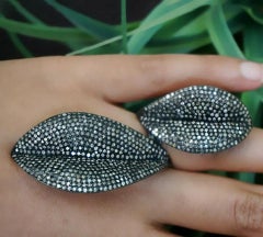 Natural Diamond Full Finger Ring Designer 925 Silver