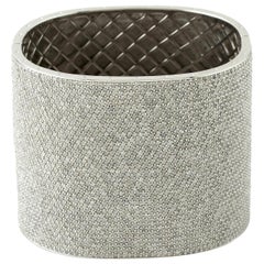 Natural Diamond Full Pave Wide Cuff Bangle in Sterling Silver