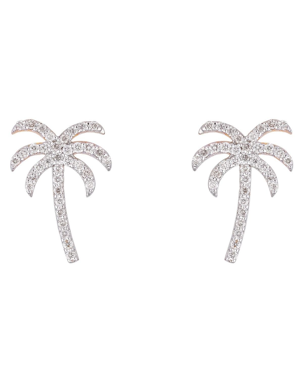 Contemporary Natural Diamond Gold Earrings in 14K