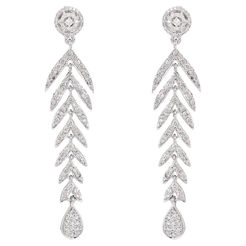 Natural Diamond Gold Earrings in 18K For Sale