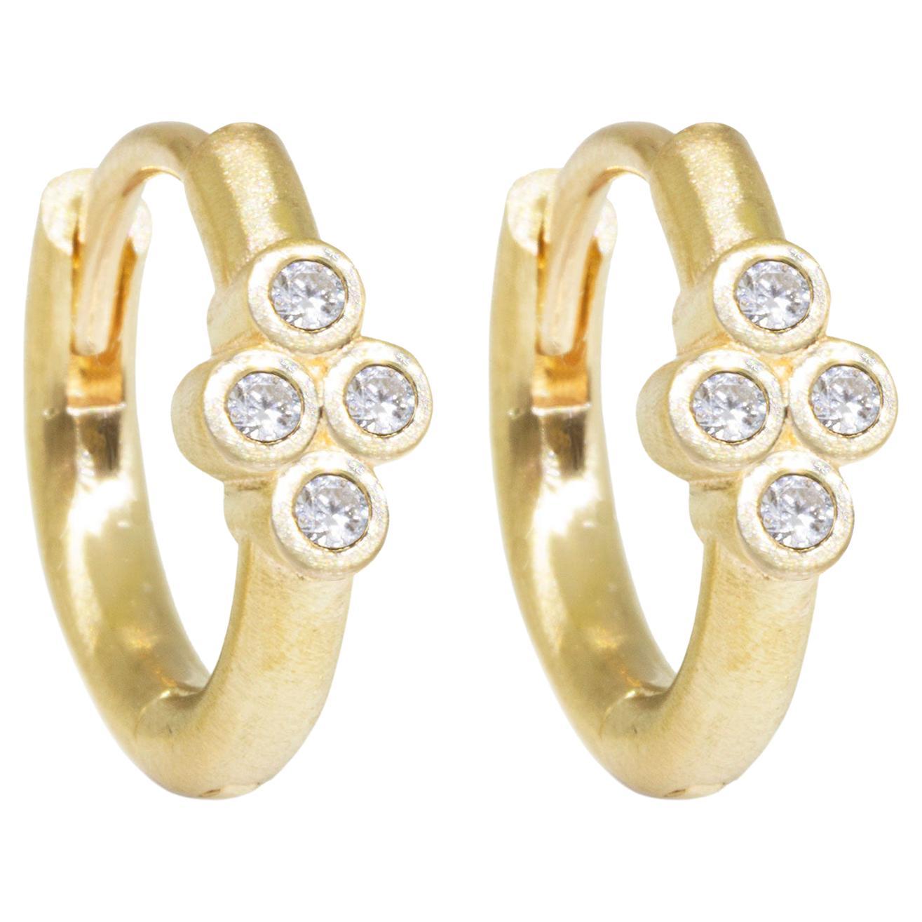 Natural Diamond Gold Hoop Earrings For Sale