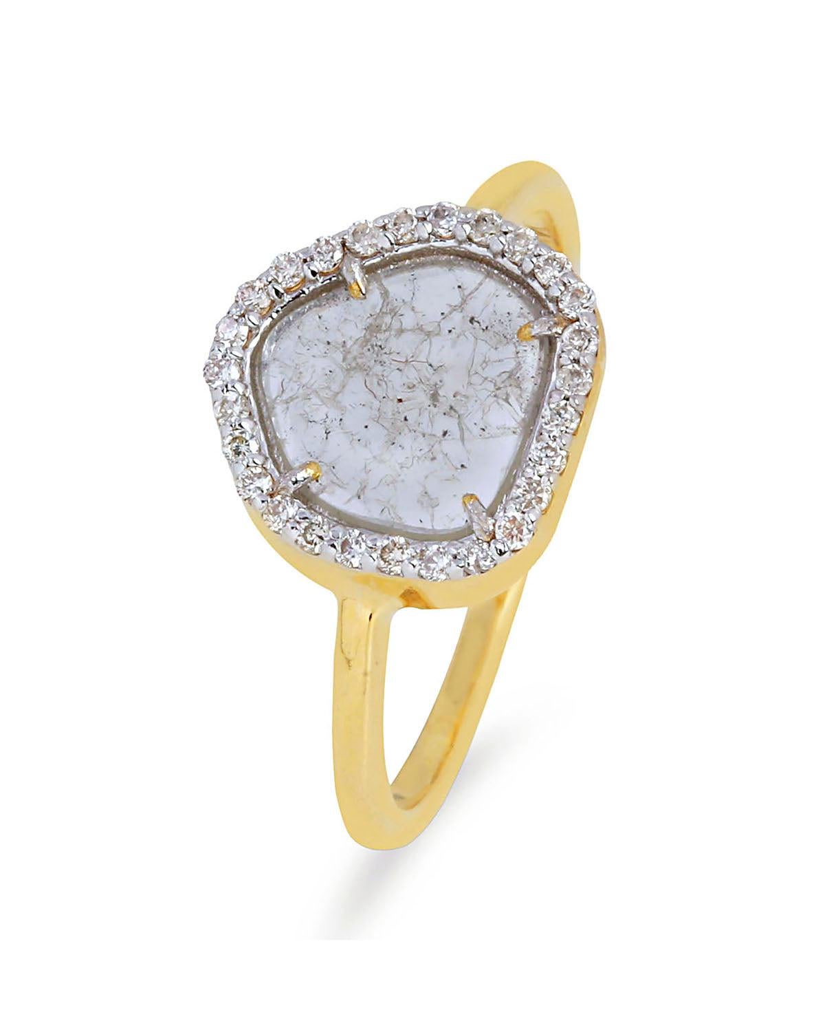 Goldring mit natürlichem Diamanten in 14k im Zustand „Neu“ im Angebot in jaipur, IN