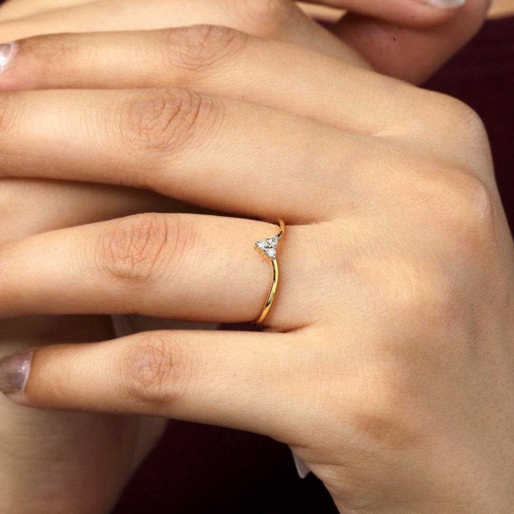 Goldring mit natürlichem Diamanten in 14k im Angebot 2