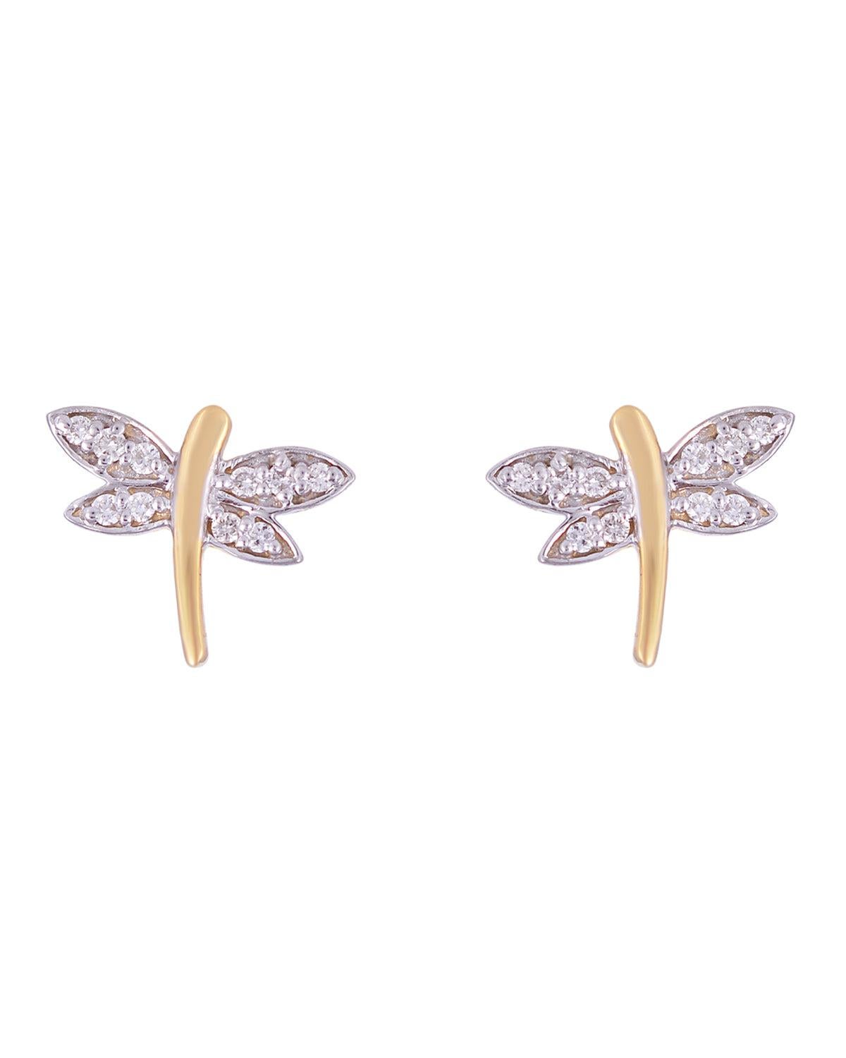 Contemporary Natural Diamond Gold Stud Earrings in 14K For Sale