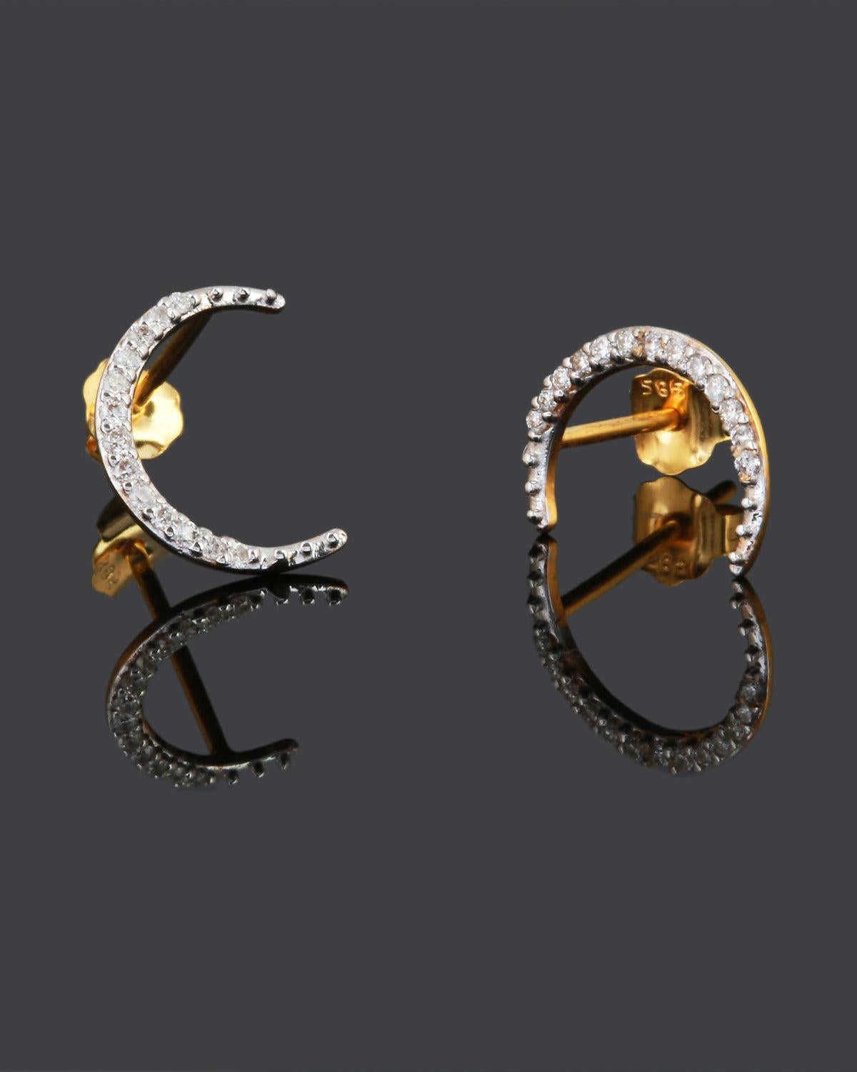 Contemporaneo Orecchini con diamante naturale in oro 14K in vendita