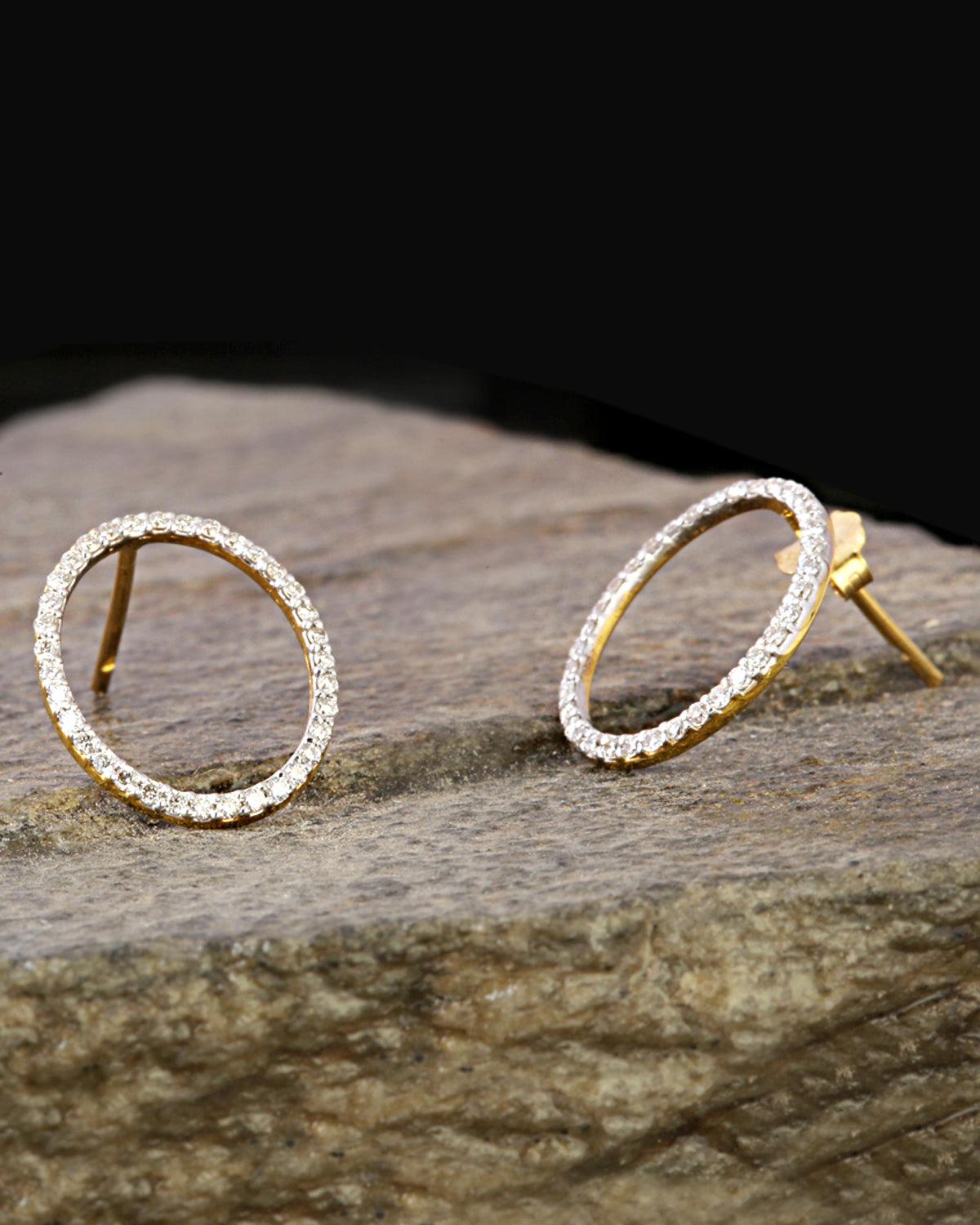 Orecchini con diamante naturale in oro 14K In condizioni Nuovo in vendita a jaipur, IN