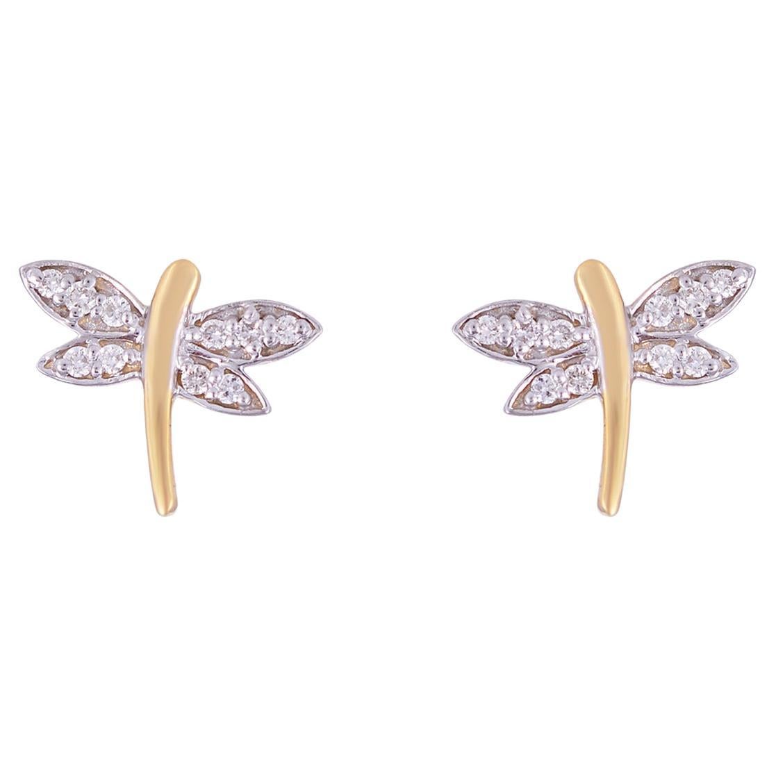 Natural Diamond Gold Stud Earrings in 14K