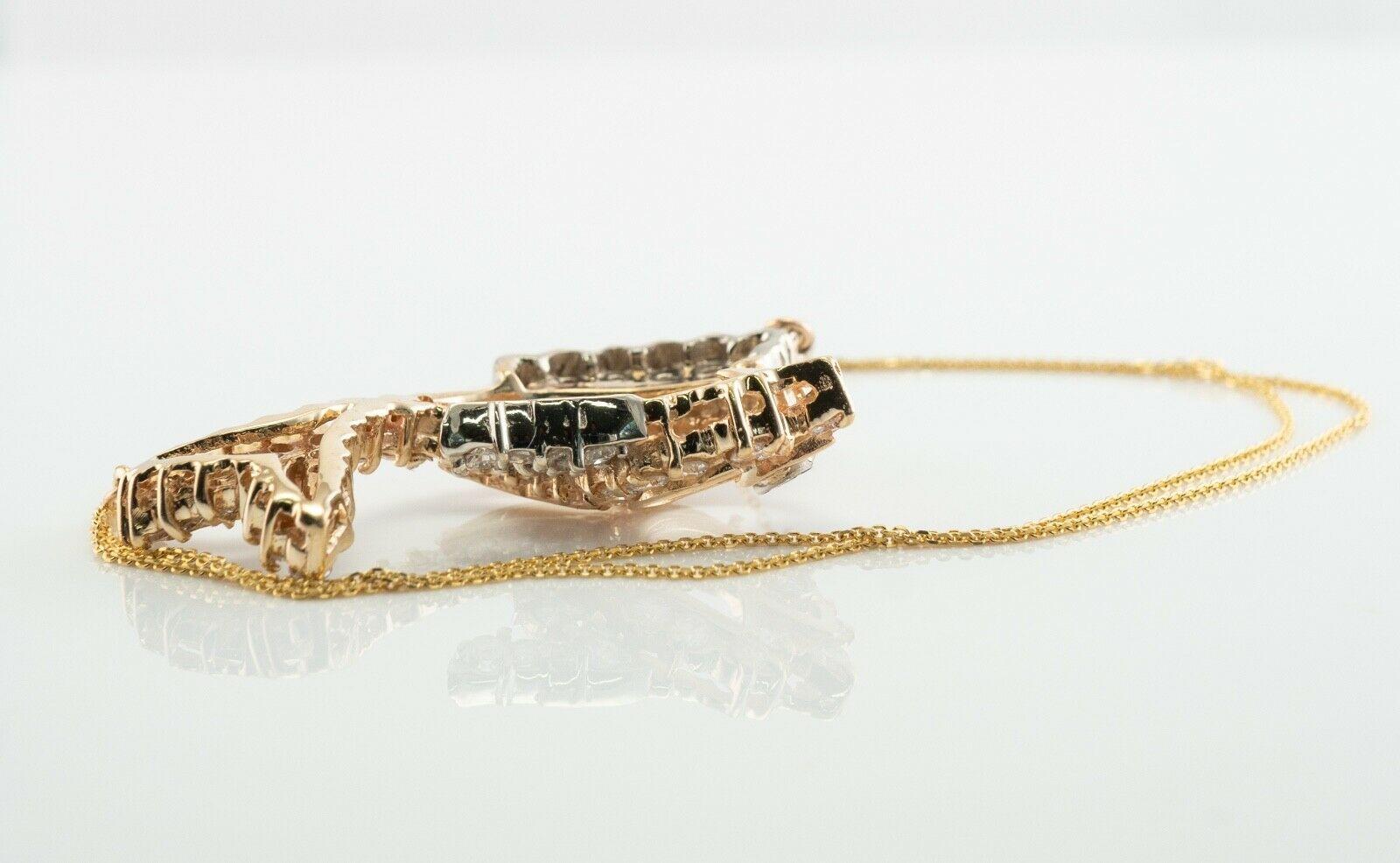 Natural Diamond Golden Fish Necklace Pendant 14K Gold 2.44 TDW For Sale 5