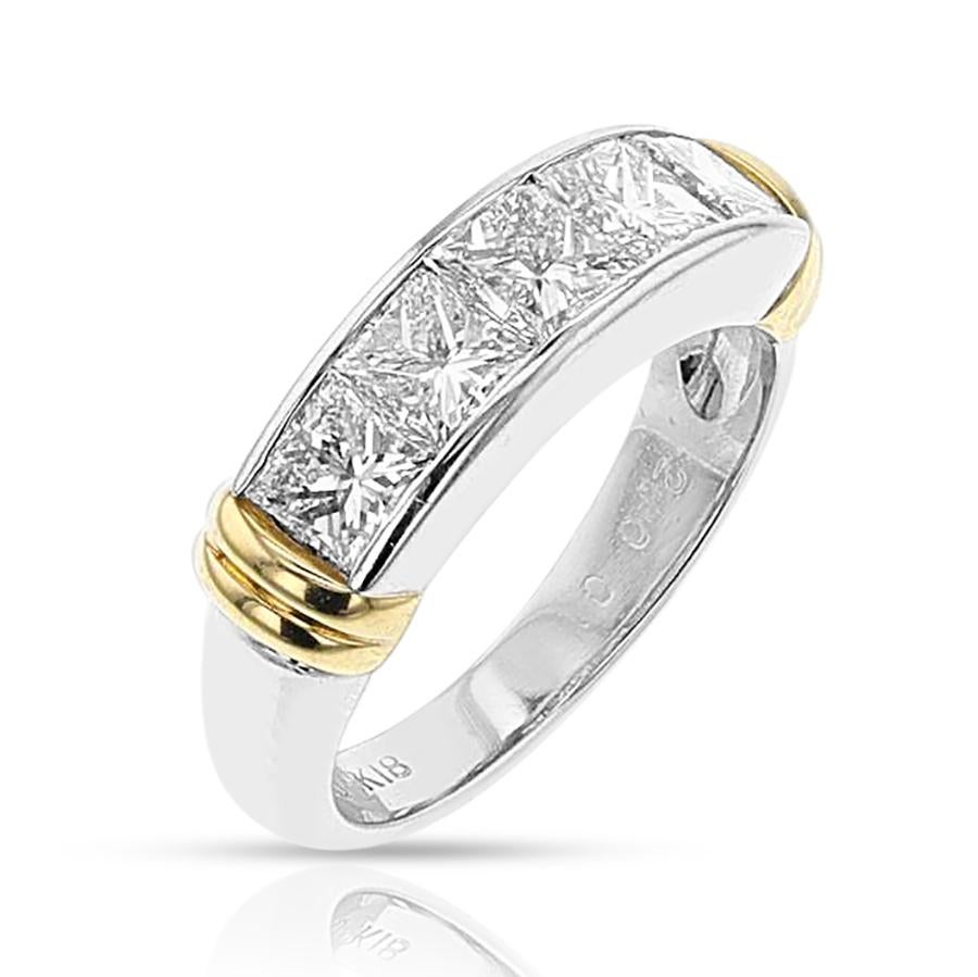 A Natural Diamond Half-Band made in 18k Yellow and Platinum. The ring size is US 6. The total diamond weight is appx. 2 carats, G color, VS/SI clarity. The total weight of the ring is 7.02 grams.  