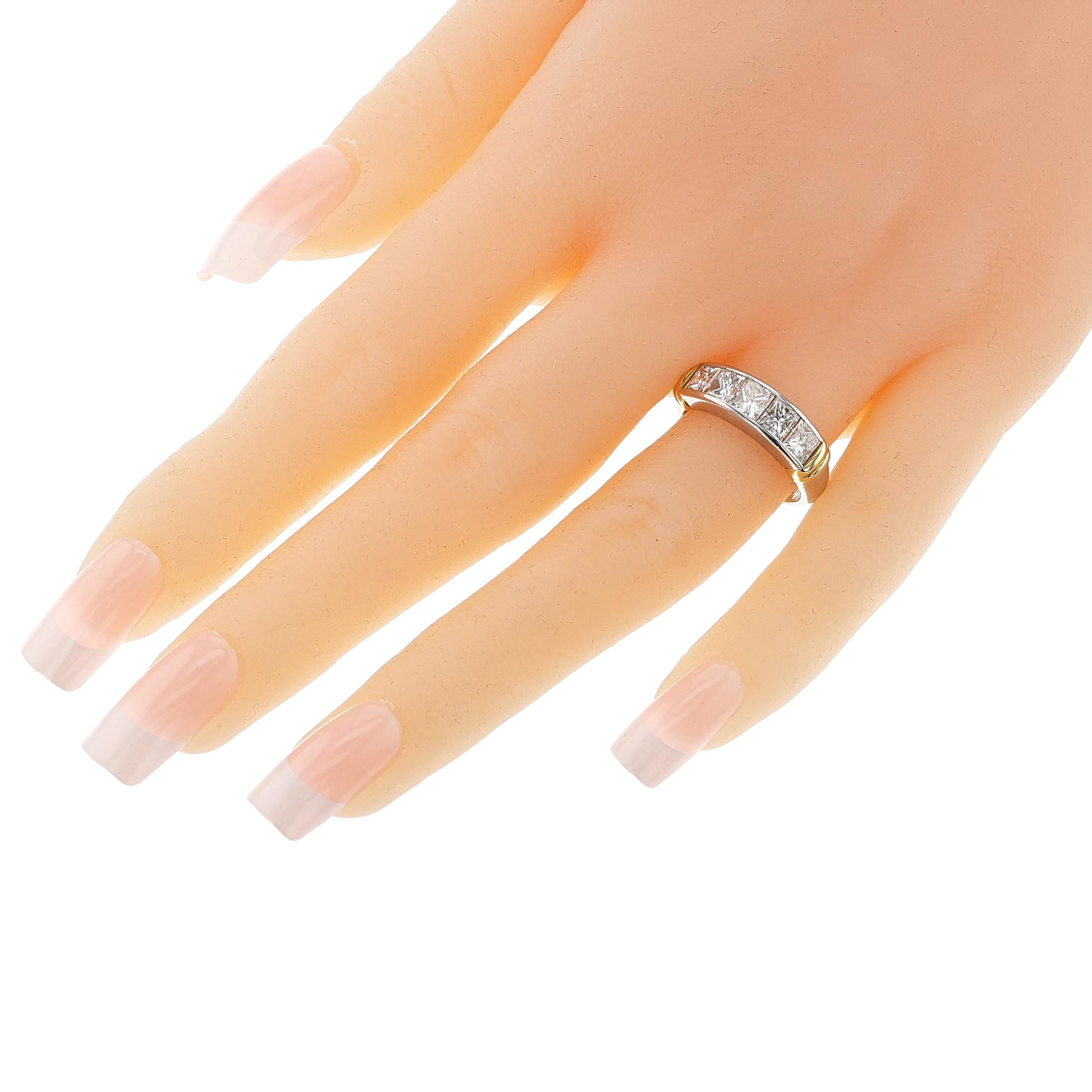Natural Diamond Half-Band, 18k Yellow and Platinum In Excellent Condition For Sale In New York, NY