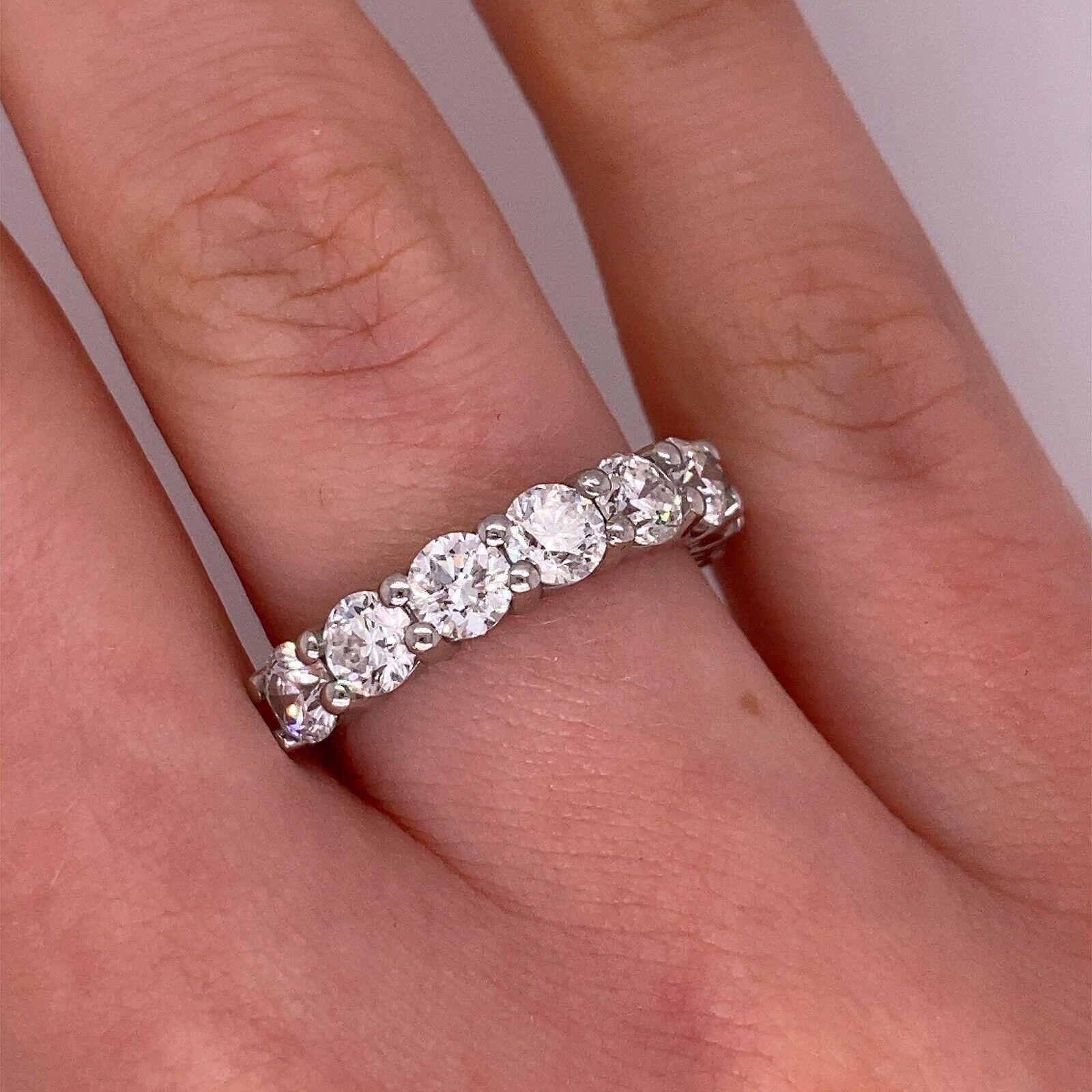 Women's Natural Diamond Half Eternity Ring Set with 9 Diamonds in Platinum For Sale