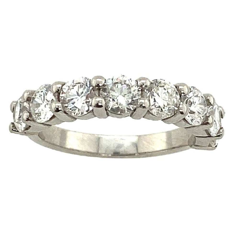 Halb-Eternity-Ring aus Platin mit natürlichem Diamanten und 9 Diamanten