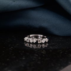 Natural Diamond 0.58Ct Eternity Wedding Band Ring 18K Solid White Gold Jewelry