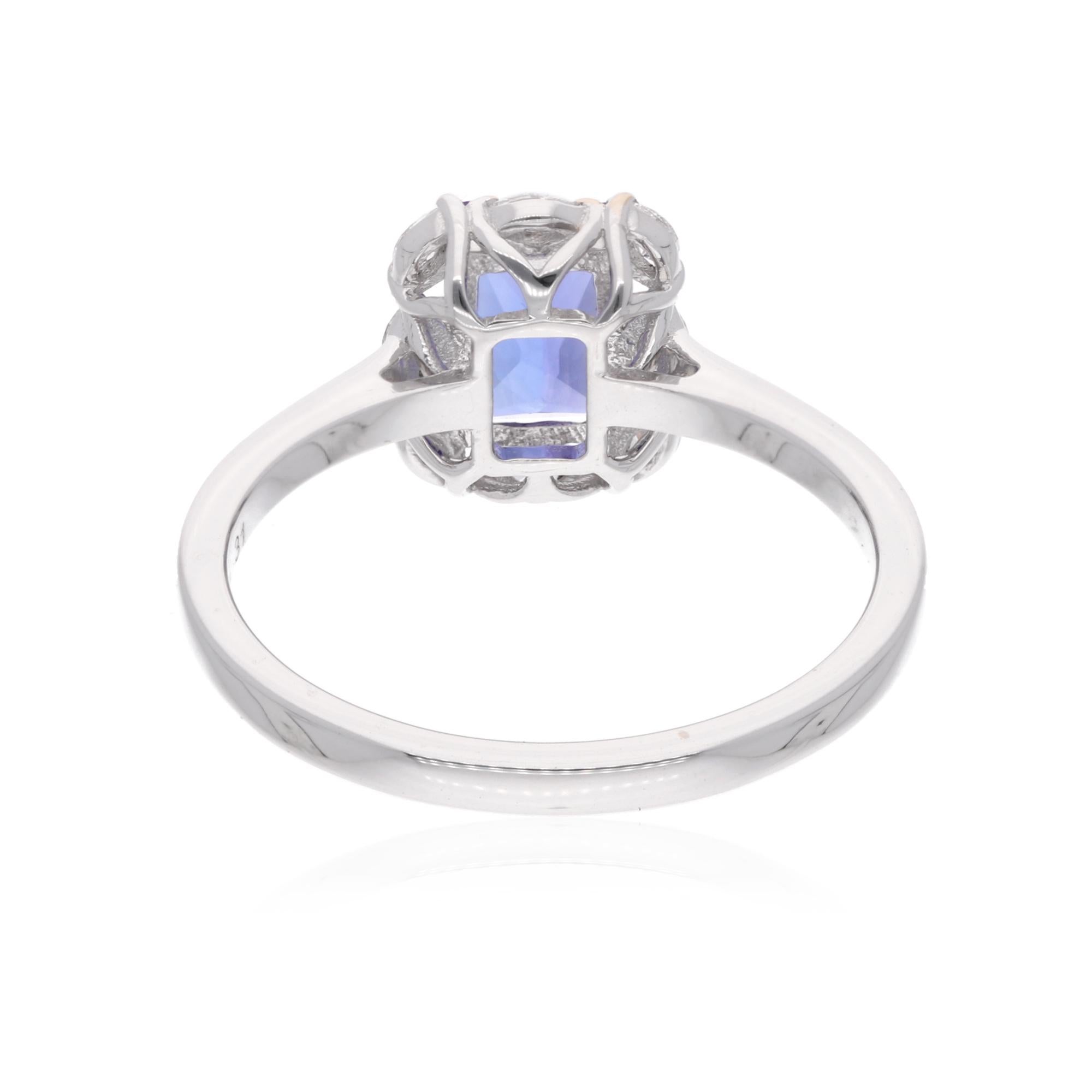in vendita:  Anello di fidanzamento con diamante naturale e tanzanite a forma di aureola in oro bianco 14 carati Gioielli di pregio 5
