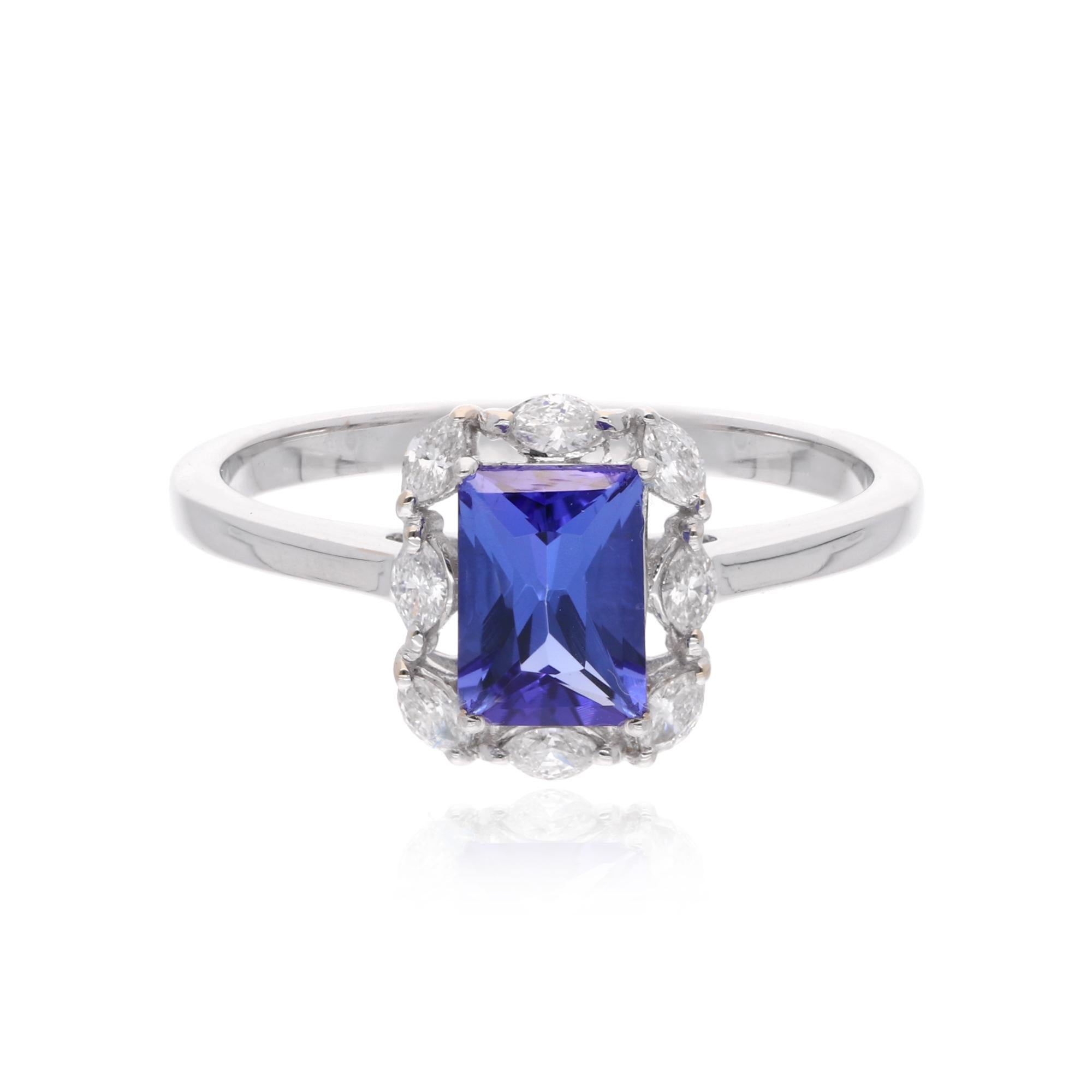 in vendita:  Anello di fidanzamento con diamante naturale e tanzanite a forma di aureola in oro bianco 14 carati Gioielli di pregio 6