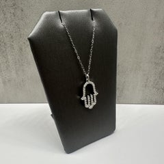Natural Diamond Hamsa Necklace in 14kt White Gold – 0.33ctw, 18in, New