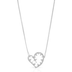 Natural Diamond Heart Ladies Pendant Necklace 14K White Gold 1.50Cttw