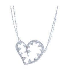 Collier pendentif cœur en or blanc 14 carats avec diamants naturels pour femmes (1,50 ct. pt.)