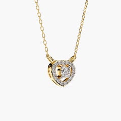 Natural Diamond Heart Pendant Necklace, 14k Solid Gold, SI GH