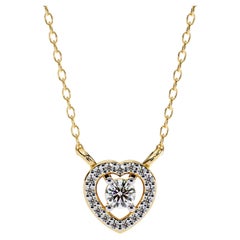 Natural Diamond Heart Pendant Necklace, 14k Solid Gold, SI GH