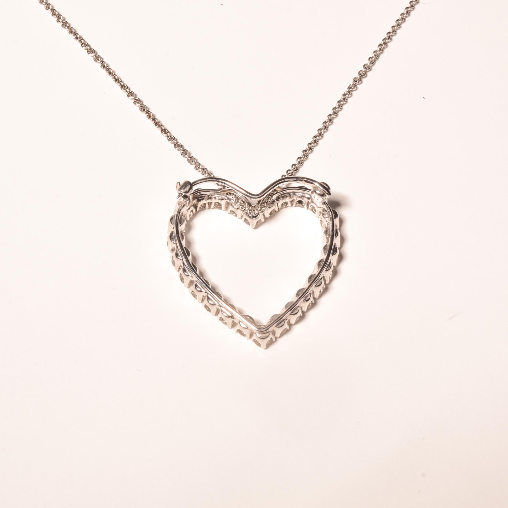 Natural Diamond Heart Pendant Necklace in 14k White Gold, 2.6 TCW For Sale 3