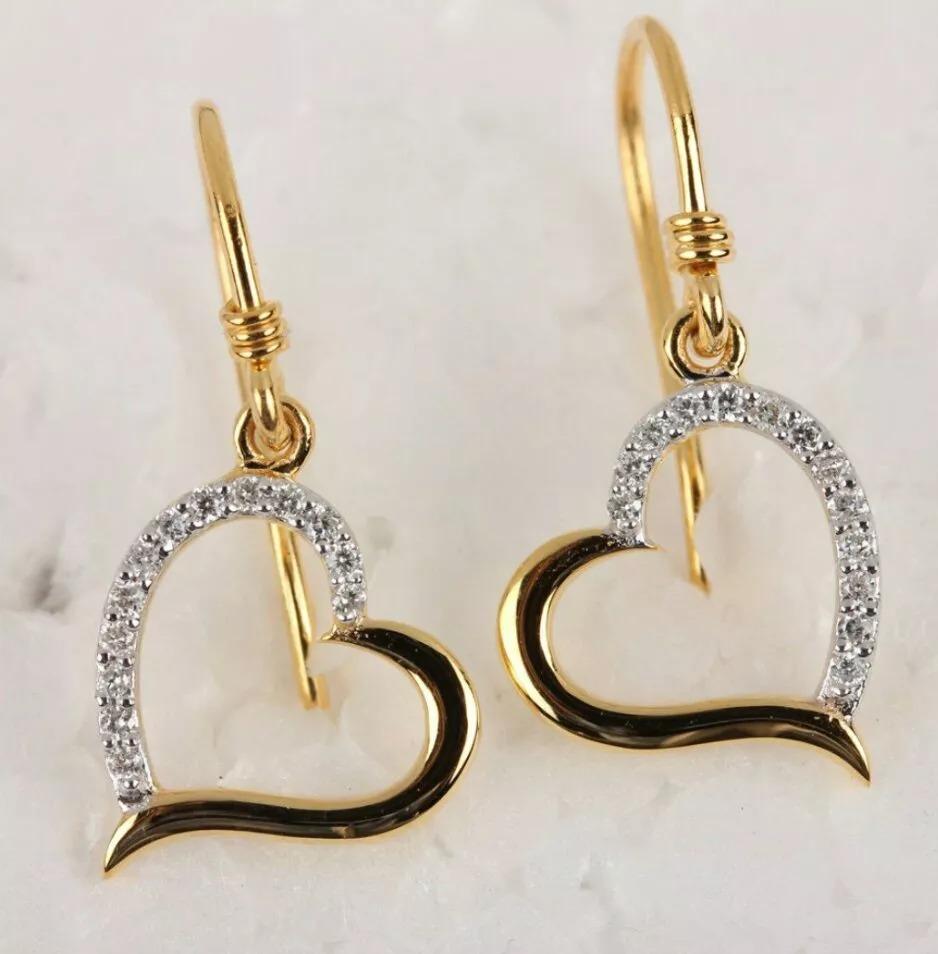 Natural Diamond Heart Shaped Hook Earring 14K Yellow Gold Mom Engagement Gift
Light weight can be worn everyday

Additional information:
Condition: New with tags: A brand-new, unused, and unworn item (including handmade items) in the original