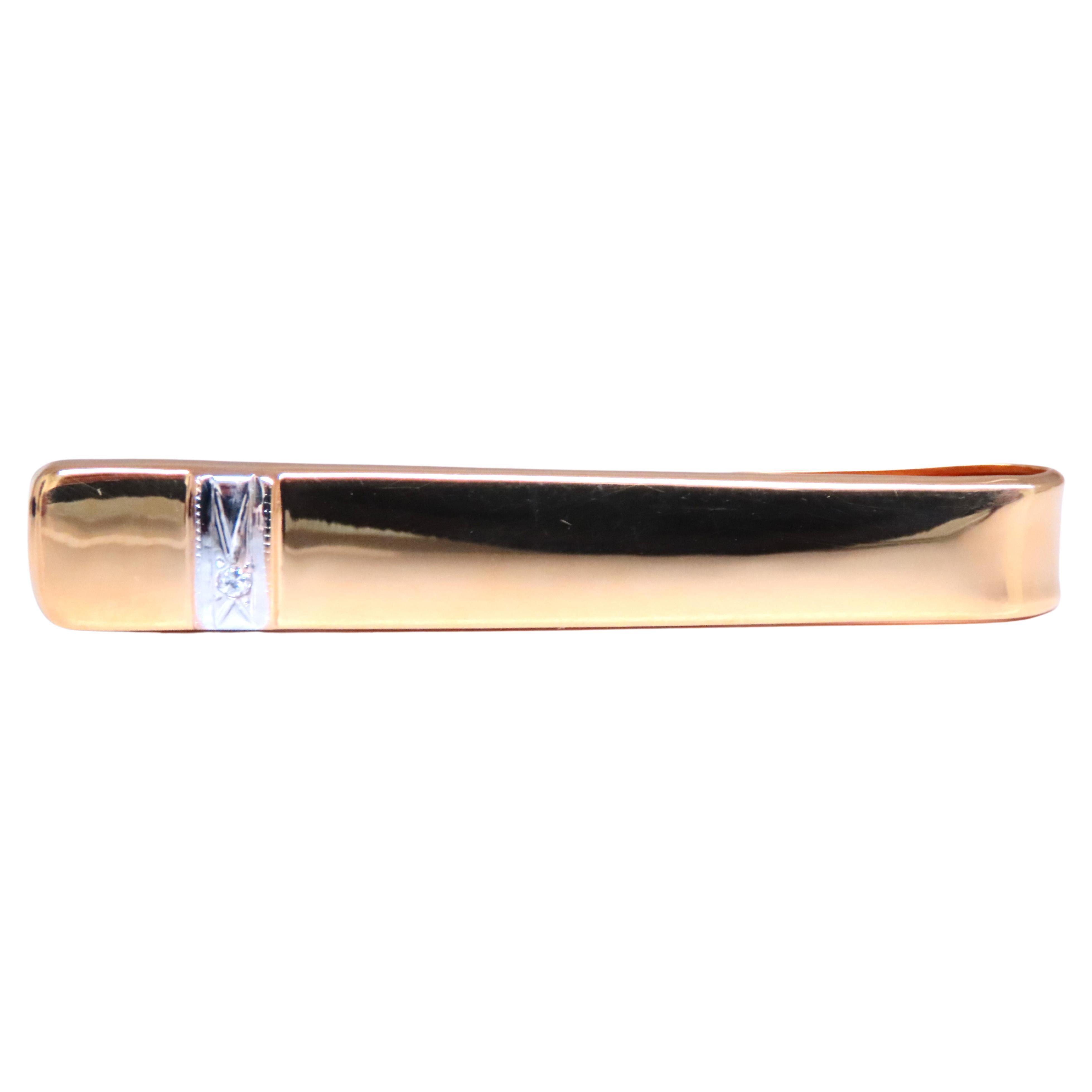 Pasador de Corbata Diamante Natural Alto Brillo Oro 14kt en venta