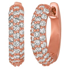 Natural Diamond Hinged Hoop Earrings G SI 14 Karat Rose Gold