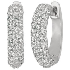 Natural Diamond Hinged Hoop Earrings G SI 14 Karat White Gold