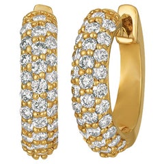 Natural Diamond Hinged Hoop Earrings G SI 14 Karat Yellow Gold