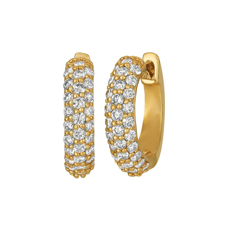 Round Cut Natural Diamond Hinged Hoop Earrings G SI 14 Karat White Gold For Sale