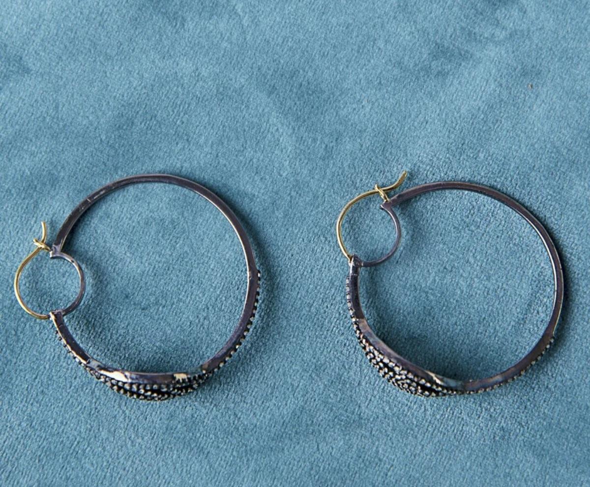 Boucles d'oreilles diamant naturel en argent massif 925 Boucles d'oreilles de l'époque victorienne Cadeau en vente 1
