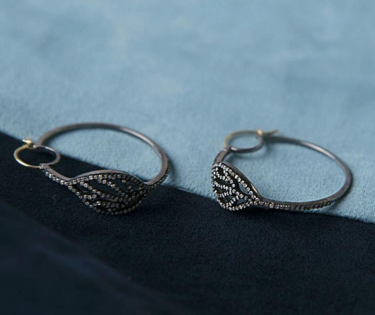 Boucles d'oreilles diamant naturel en argent massif 925 Boucles d'oreilles de l'époque victorienne Cadeau en vente 2