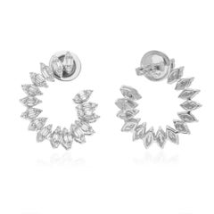 Natural Diamond Hoop Earrings 14K White Gold 1.11Ct Fine Jewelry SI1 H-I Diamond