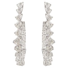 Natural Diamond Hoop Earrings 1.85 Carats 18K White Gold Pear Shape Diamond Hoop