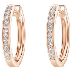 Natural Diamond Hoop Earrings in 14K Rose Gold (0.2cttw Color-H Clarity-SI2)