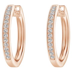 Natural Diamond Hoop Earrings in 14K Rose Gold (0.2cttw Color-I-J Clarity-I1-I2)