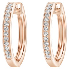 Natural Diamond Hoop Earrings in 14K Rose Gold (0.33cttw Color-H Clarity-SI2)