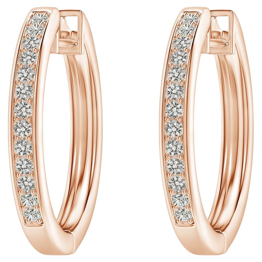 Natural Diamond Hoop Earrings in 14K Rose Gold (0.33cttw  Color-K  Clarity-I3)