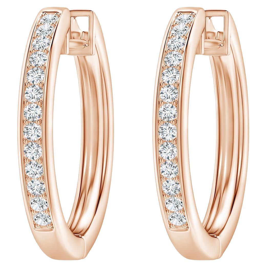 Boucles d'oreilles en or rose 14 carats avec diamants naturels (0,5 carattw Couleur-G pureté-VS2) en vente