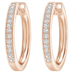 Natural Diamond Hoop Earrings in 14K Rose Gold (0.5cttw Color-G Clarity-VS2)