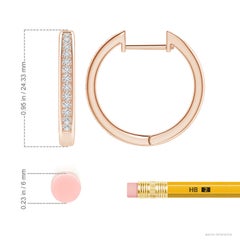 Angara natürlichen Pave-Set Diamant Scharnier Hoop Ohrringe in 14K massivem Gold für Frauen