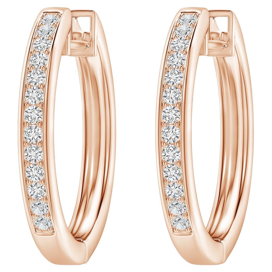 Natural Diamond Hoop Earrings in 14K Rose Gold (0.5cttw Color-H Clarity-SI2) For Sale