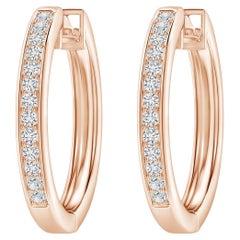 Natural Diamond Hoop Earrings in 14K Rose Gold (0.5cttw Color-H Clarity-SI2)