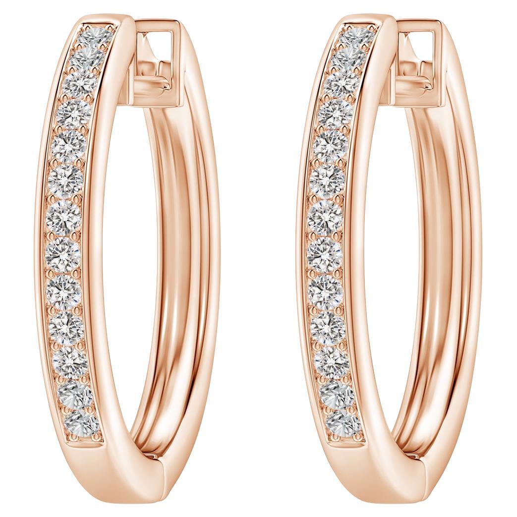 Natural Diamond Hoop Earrings in 14K Rose Gold (0.5cttw Color-I-J Clarity-I1-I2) For Sale